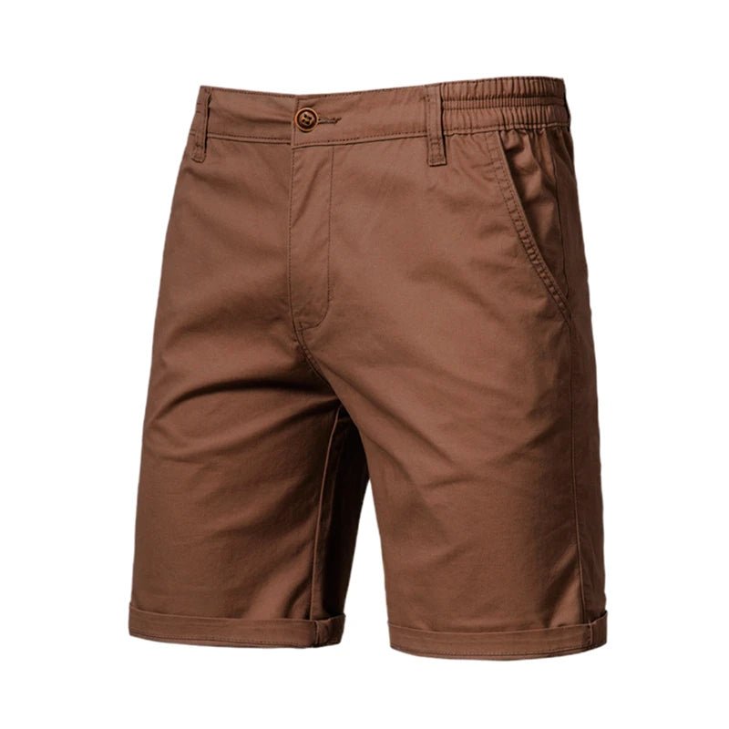 Pantalones cortos de hombre 100% algodón de color liso Pantalones cortos de hombre de cintura elástica social de negocios informales de alta calidad Pantalones cortos de playa de 10 colores - VibraStore