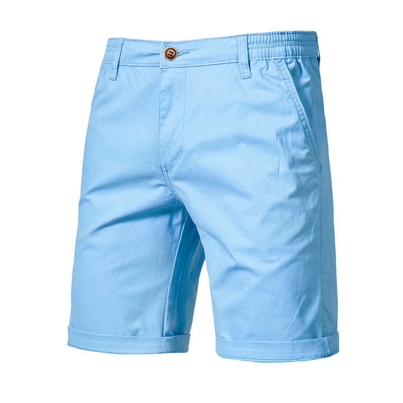 Pantalones cortos de hombre 100% algodón de color liso Pantalones cortos de hombre de cintura elástica social de negocios informales de alta calidad Pantalones cortos de playa de 10 colores - VibraStore