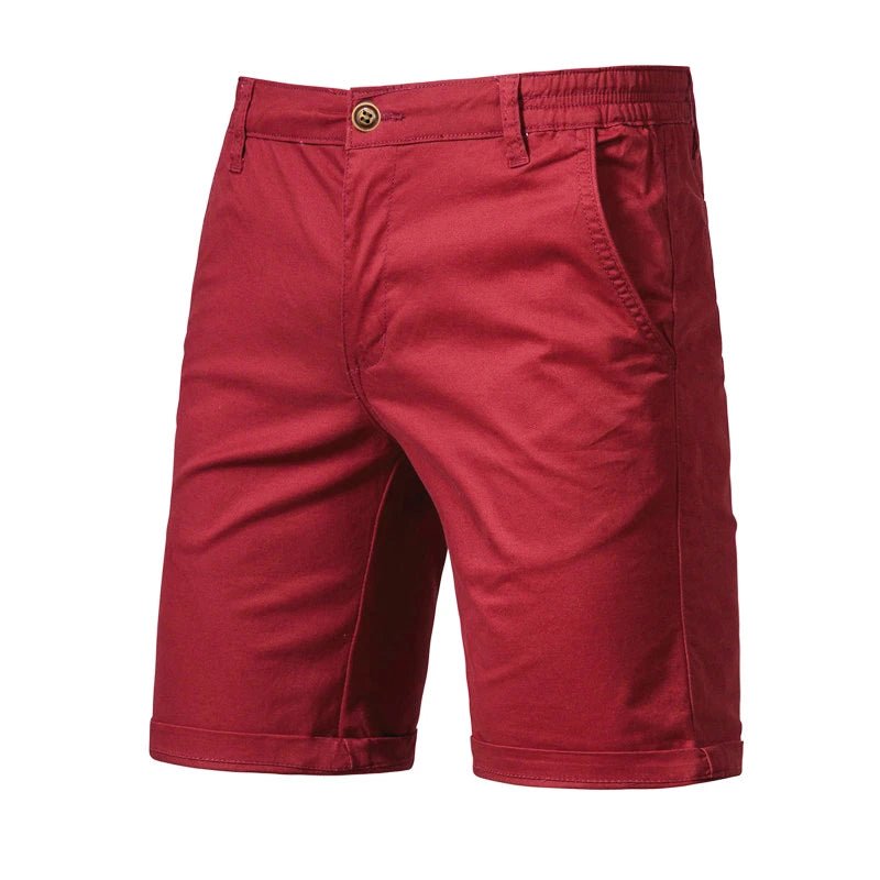 Pantalones cortos de hombre 100% algodón de color liso Pantalones cortos de hombre de cintura elástica social de negocios informales de alta calidad Pantalones cortos de playa de 10 colores - VibraStore