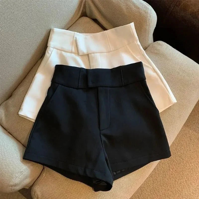 Pantalones cortos de mujer T2 pantalones cortos negros mujeres Harajuku elegancia pantalones cortos de cintura alta una línea delgada Casual chica caliente Pantalones rectos Sexy - VibraStore