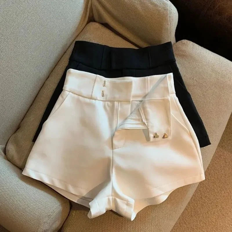 Pantalones cortos de mujer T2 pantalones cortos negros mujeres Harajuku elegancia pantalones cortos de cintura alta una línea delgada Casual chica caliente Pantalones rectos Sexy - VibraStore