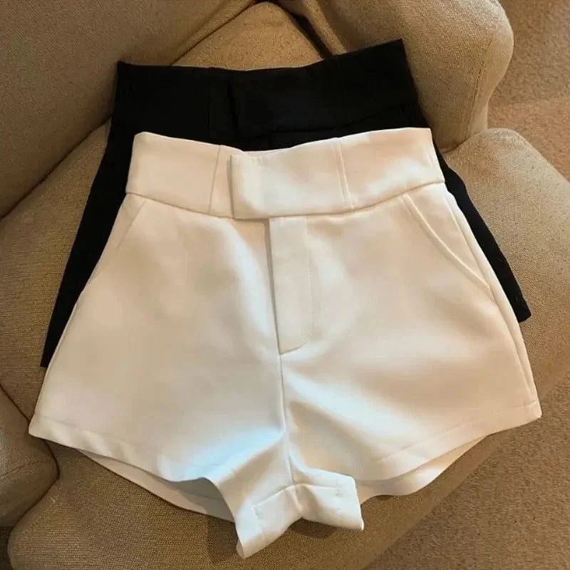 Pantalones cortos de mujer T2 pantalones cortos negros mujeres Harajuku elegancia pantalones cortos de cintura alta una línea delgada Casual chica caliente Pantalones rectos Sexy - VibraStore