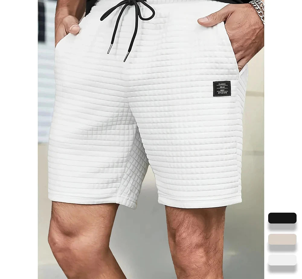 Pantalones cortos de punto Jacquard para hombre, ropa deportiva fresca de verano, pantalones cortos informales de Color sólido, pantalones cortos para correr, gimnasio, Fitness, trotar, pantalones cortos - VibraStore