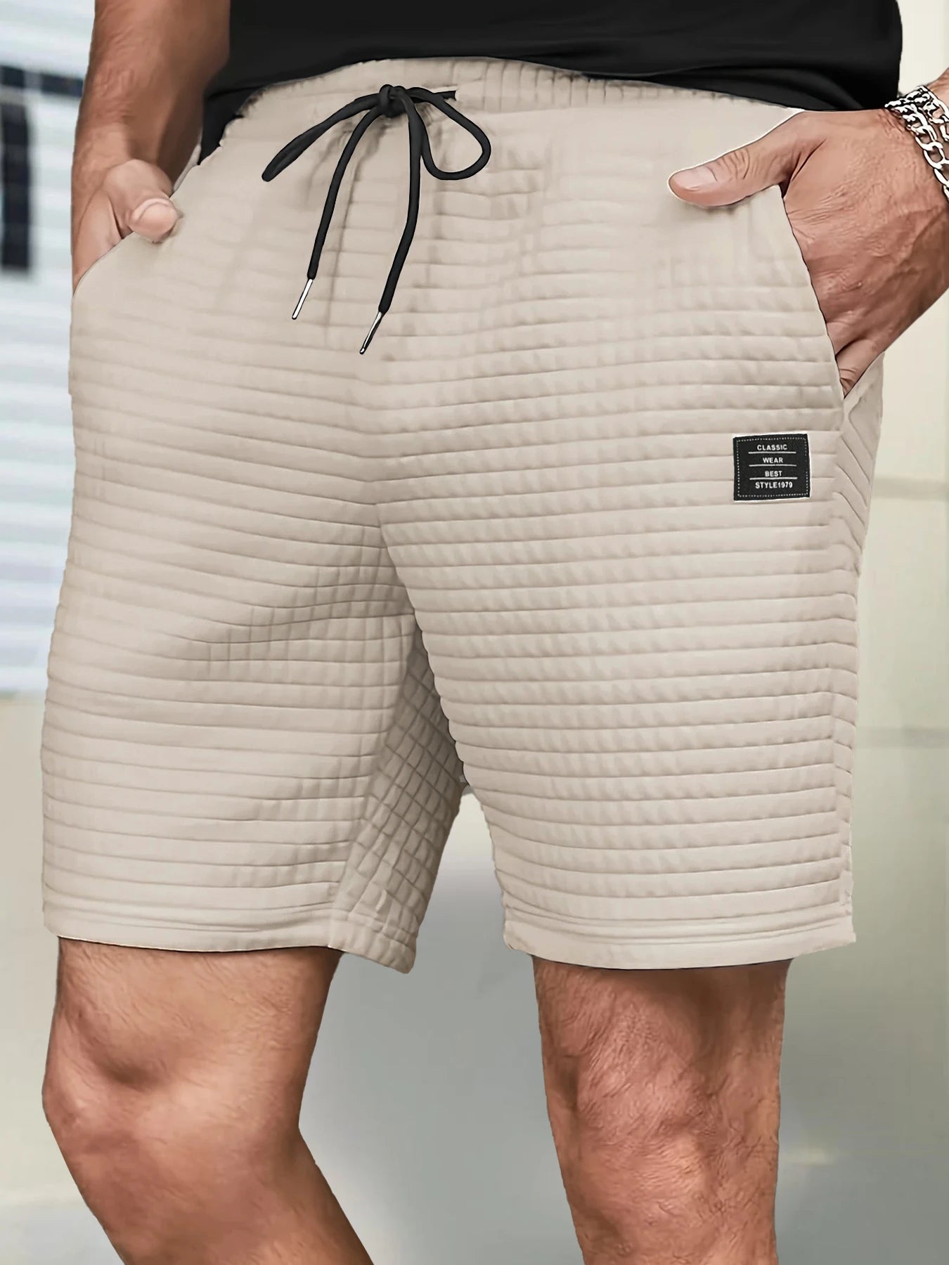 Pantalones cortos de punto Jacquard para hombre, ropa deportiva fresca de verano, pantalones cortos informales de Color sólido, pantalones cortos para correr, gimnasio, Fitness, trotar, pantalones cortos - VibraStore