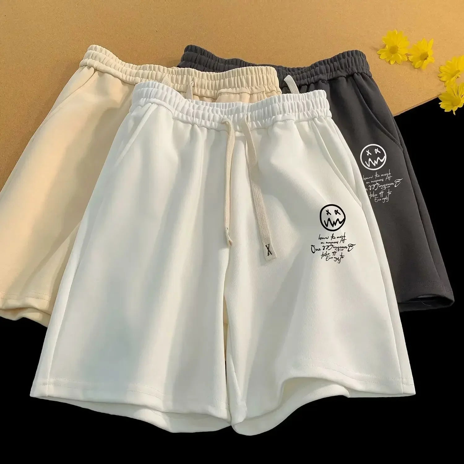 Pantalones cortos deportivos finos de verano para hombre, pantalones cortos holgados informales y transpirables con estampado, pantalones deportivos de tendencia para correr para uso activo - VibraStore