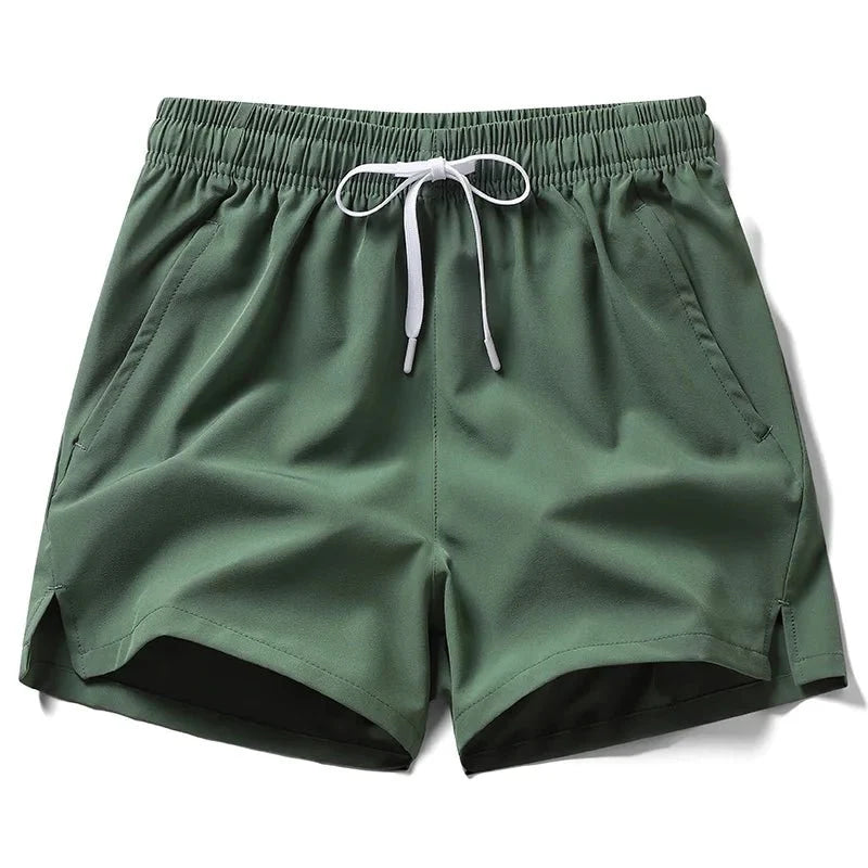 Pantalones cortos deportivos, pantalones para correr, pantalones de tres piezas, bolsillos con cremallera para hombres y mujeres, pantalones cortos para parejas - VibraStore
