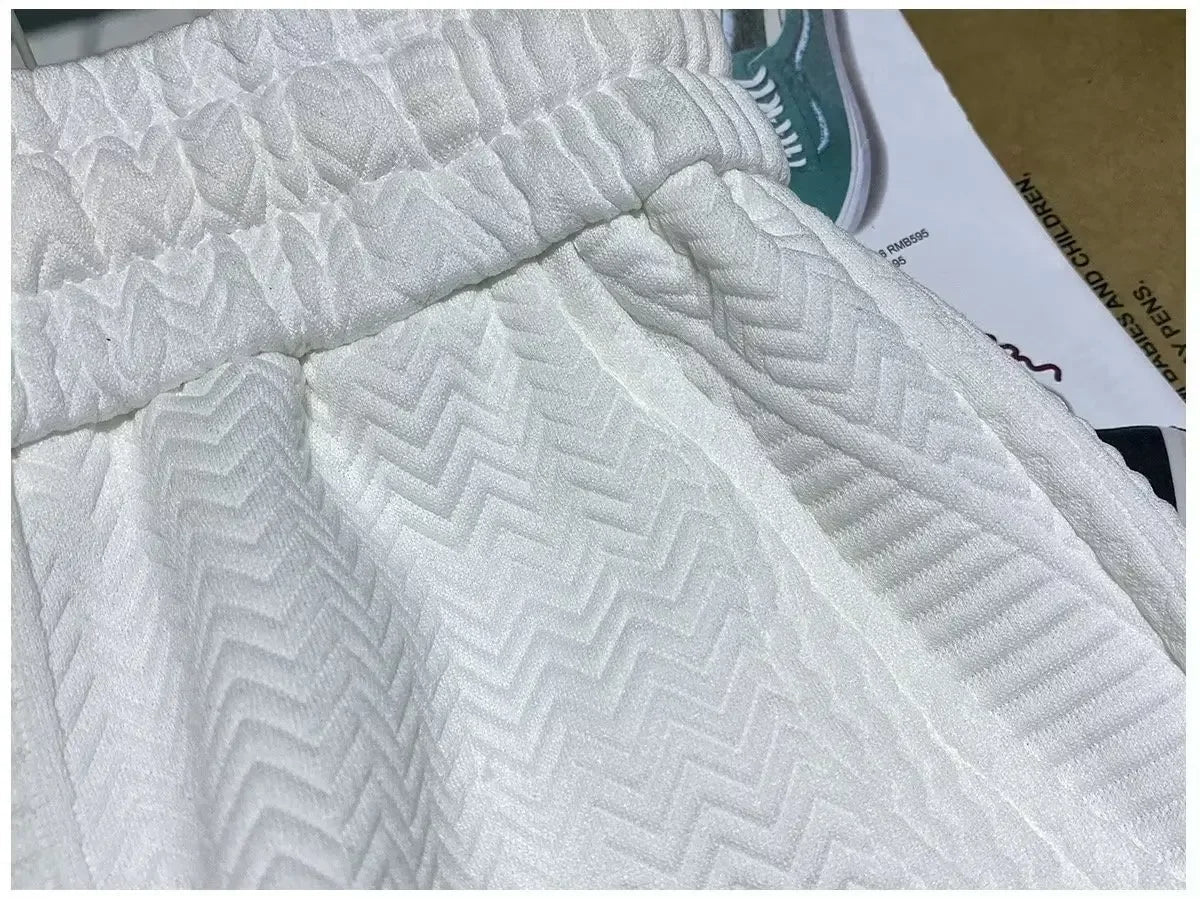 Pantalones cortos para hombre, pantalones cortos para correr para las cuatro estaciones, pantalones cortos informales para correr, pantalones cortos deportivos con cordón de Color sólido con patrón de onda para hombre - VibraStore