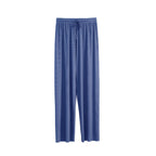 Pantalones de pierna ancha hasta el tobillo para mujer, pantalón informal de cintura elástica sólida, pantalones sueltos de seda de hielo, primavera y verano - VibraStore