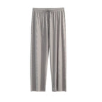 Pantalones de pierna ancha hasta el tobillo para mujer, pantalón informal de cintura elástica sólida, pantalones sueltos de seda de hielo, primavera y verano - VibraStore