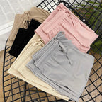 Pantalones de pierna ancha hasta el tobillo para mujer, pantalón informal de cintura elástica sólida, pantalones sueltos de seda de hielo, primavera y verano - VibraStore