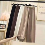 Pantalones de punto para mujer, primavera y otoño, cintura alta, elásticos, con cordón, sueltos, informales, para fregar, rectos, de pierna ancha - VibraStore