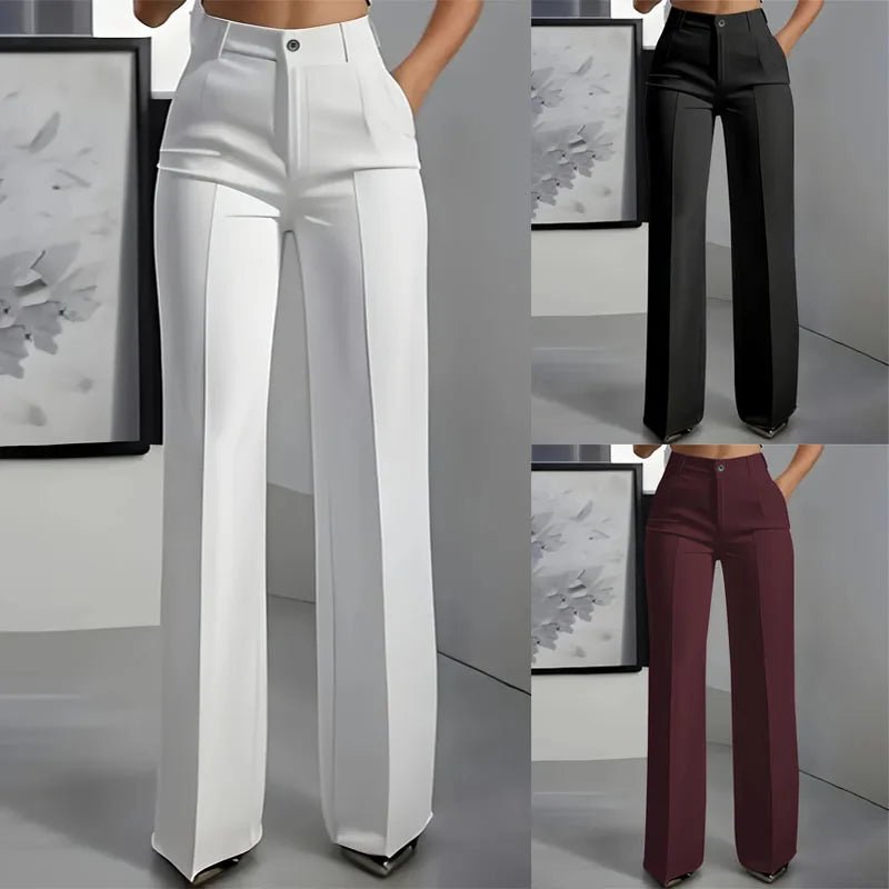 Pantalones de traje sencillos y de cintura alta, drapeados, de corte recto, transfronterizos europeos y americanos, novedad de 2025 - VibraStore