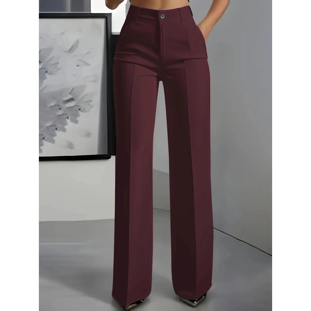 Pantalones de traje sencillos y de cintura alta, drapeados, de corte recto, transfronterizos europeos y americanos, novedad de 2025 - VibraStore