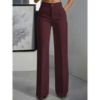 Pantalones de traje sencillos y de cintura alta, drapeados, de corte recto, transfronterizos europeos y americanos, novedad de 2025 - VibraStore