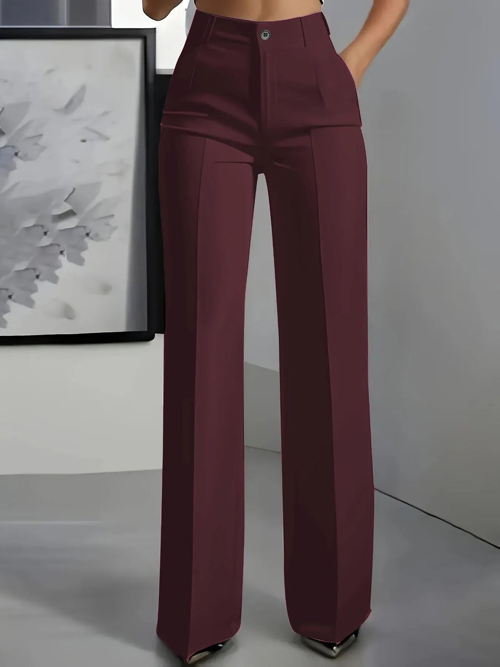 Pantalones de traje sencillos y de cintura alta, drapeados, de corte recto, transfronterizos europeos y americanos, novedad de 2025 - VibraStore