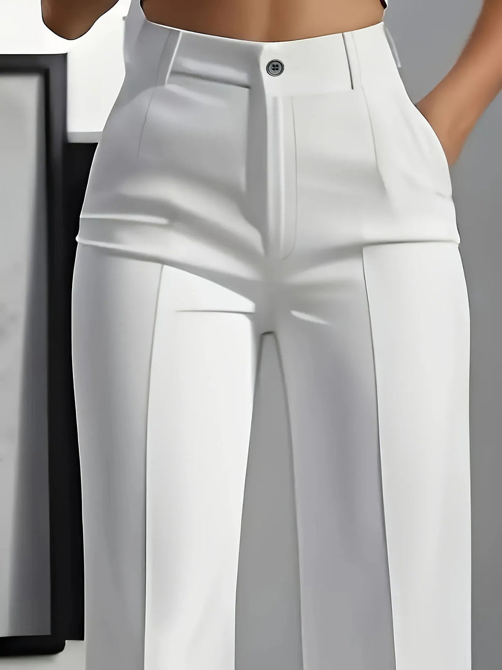 Pantalones de traje sencillos y de cintura alta, drapeados, de corte recto, transfronterizos europeos y americanos, novedad de 2025 - VibraStore