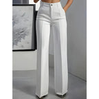 Pantalones de traje sencillos y de cintura alta, drapeados, de corte recto, transfronterizos europeos y americanos, novedad de 2025 - VibraStore
