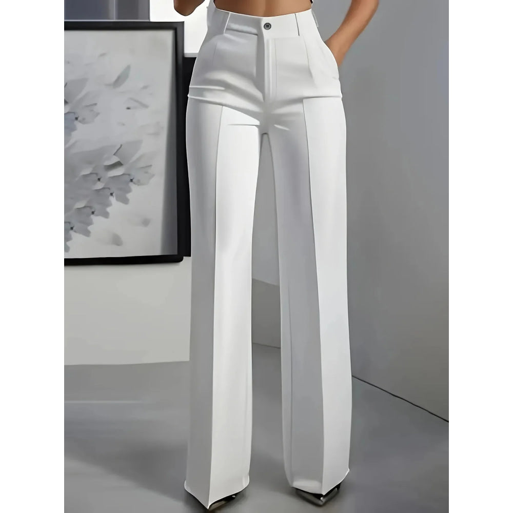 Pantalones de traje sencillos y de cintura alta, drapeados, de corte recto, transfronterizos europeos y americanos, novedad de 2025 - VibraStore