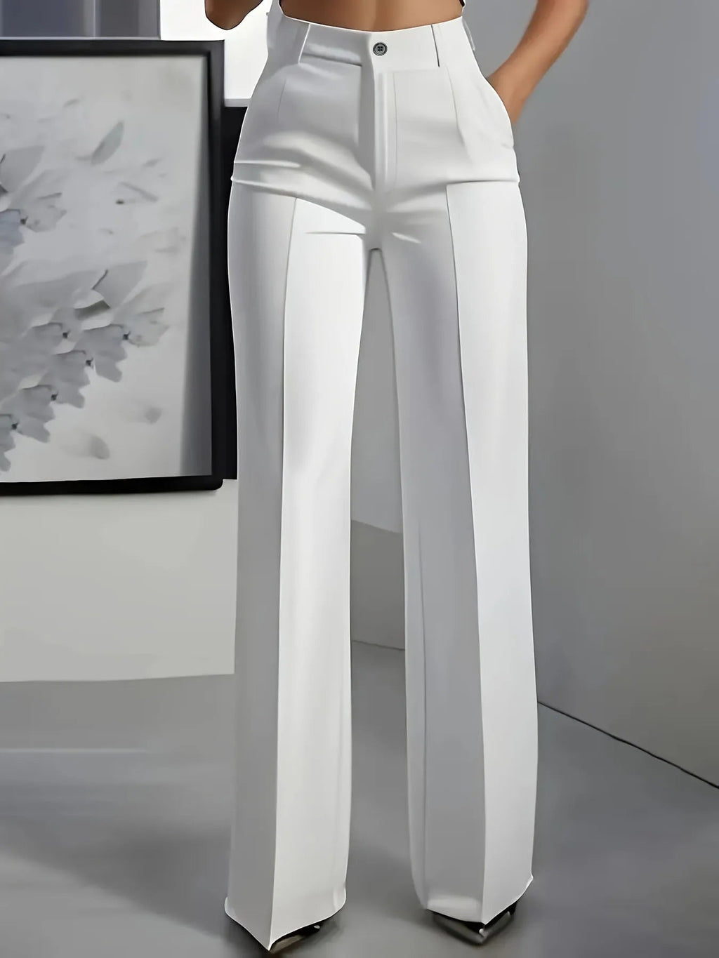 Pantalones de traje sencillos y de cintura alta, drapeados, de corte recto, transfronterizos europeos y americanos, novedad de 2025 - VibraStore