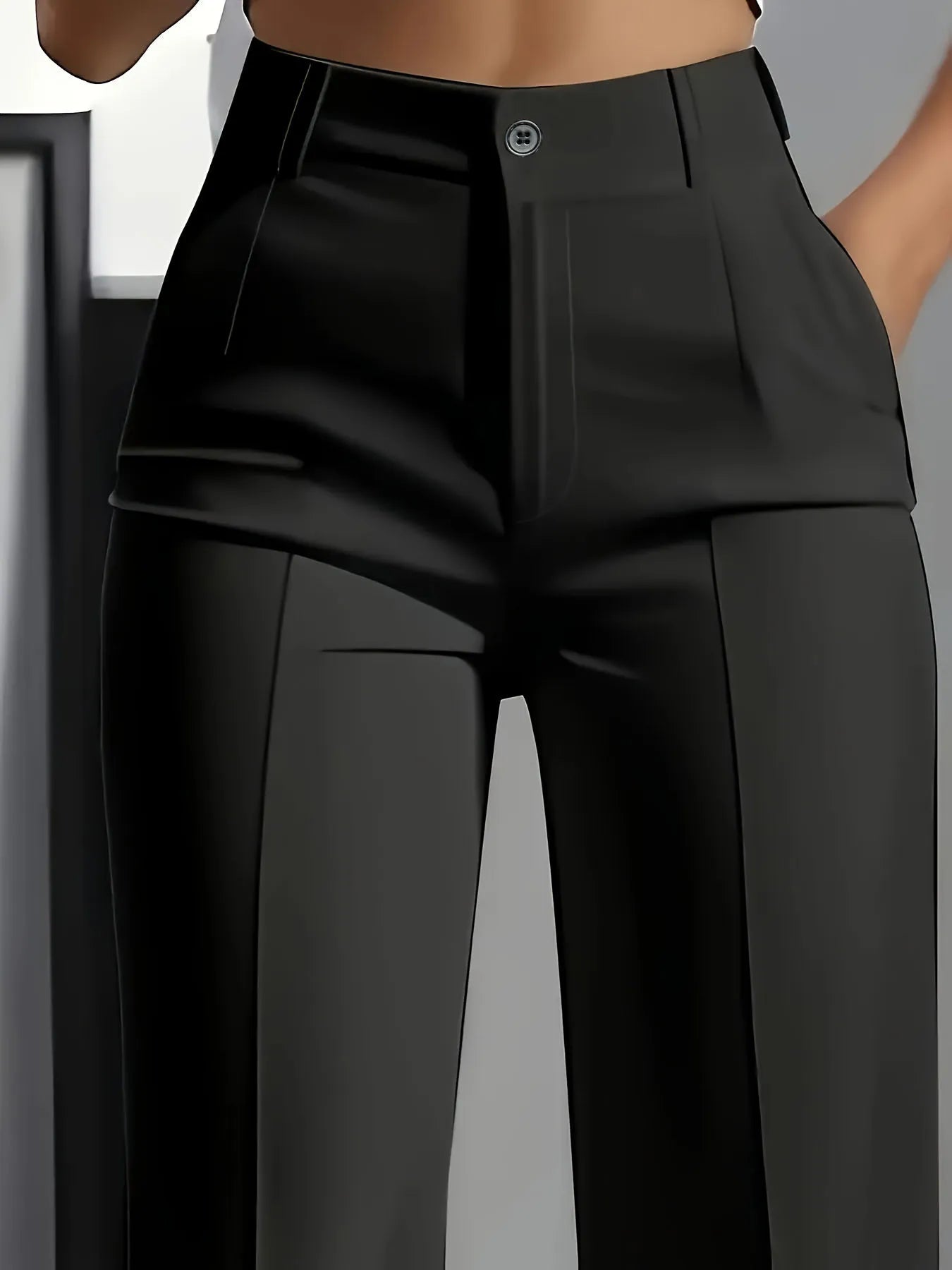 Pantalones de traje sencillos y de cintura alta, drapeados, de corte recto, transfronterizos europeos y americanos, novedad de 2025 - VibraStore