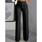 Pantalones de traje sencillos y de cintura alta, drapeados, de corte recto, transfronterizos europeos y americanos, novedad de 2025 - VibraStore