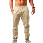 Pantalones deportivos de verano para hombre, pantalones de lino y algodón sólido, pantalones de entrenamiento informales transpirables, pantalones de chándal Hip Pop, ropa de calle - VibraStore