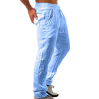 Pantalones deportivos de verano para hombre, pantalones de lino y algodón sólido, pantalones de entrenamiento informales transpirables, pantalones de chándal Hip Pop, ropa de calle - VibraStore