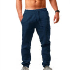 Pantalones deportivos de verano para hombre, pantalones de lino y algodón sólido, pantalones de entrenamiento informales transpirables, pantalones de chándal Hip Pop, ropa de calle - VibraStore