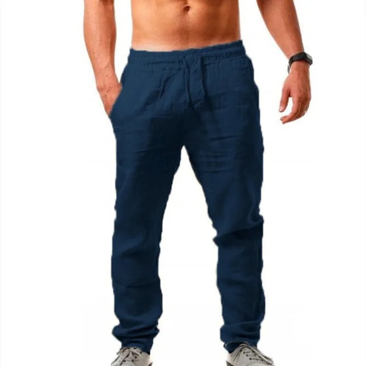 Pantalones deportivos de verano para hombre, pantalones de lino y algodón sólido, pantalones de entrenamiento informales transpirables, pantalones de chándal Hip Pop, ropa de calle - VibraStore