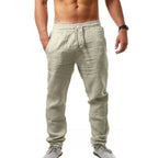 Pantalones deportivos de verano para hombre, pantalones de lino y algodón sólido, pantalones de entrenamiento informales transpirables, pantalones de chándal Hip Pop, ropa de calle - VibraStore