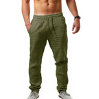 Pantalones deportivos de verano para hombre, pantalones de lino y algodón sólido, pantalones de entrenamiento informales transpirables, pantalones de chándal Hip Pop, ropa de calle - VibraStore