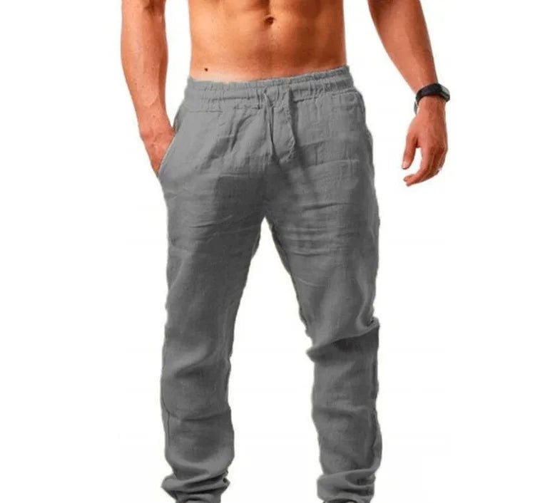 Pantalones deportivos de verano para hombre, pantalones de lino y algodón sólido, pantalones de entrenamiento informales transpirables, pantalones de chándal Hip Pop, ropa de calle - VibraStore