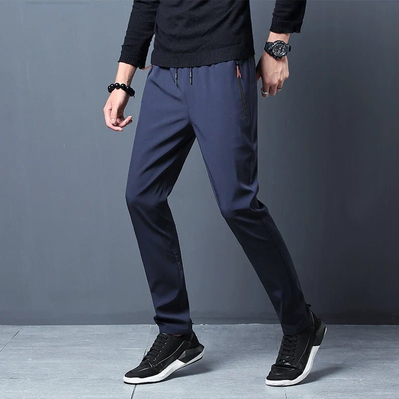 Pantalones informales para hombre, pantalones elásticos ajustados con cintura elástica para correr, pantalones clásicos coreanos azules, negros y grises de marca para hombre de talla grande 4XL 5XL - VibraStore