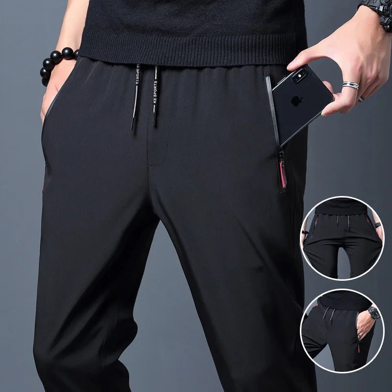Pantalones informales para hombre, pantalones elásticos ajustados con cintura elástica para correr, pantalones clásicos coreanos azules, negros y grises de marca para hombre de talla grande 4XL 5XL - VibraStore