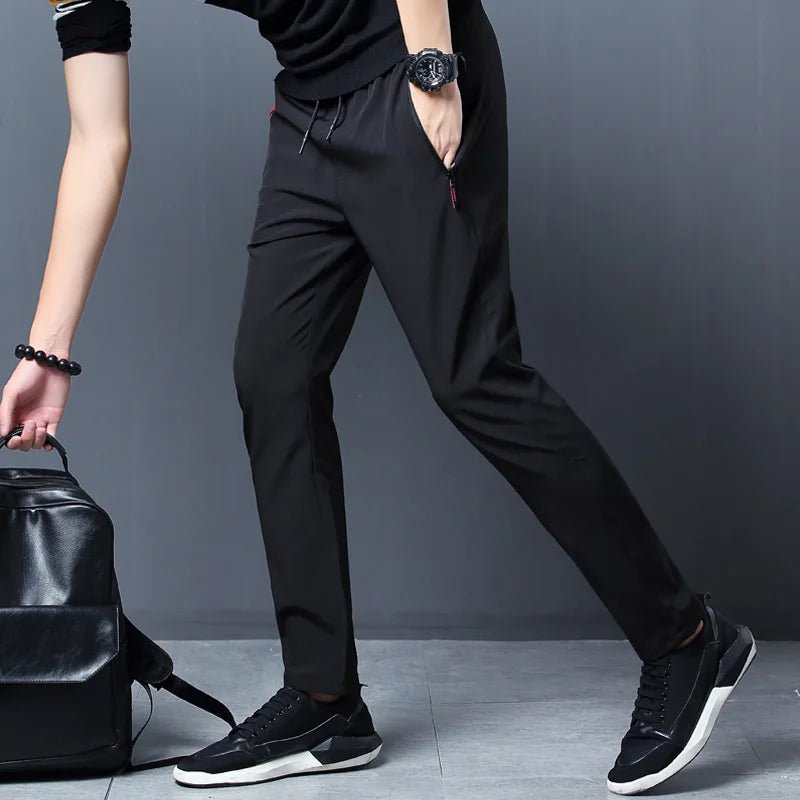 Pantalones informales para hombre, pantalones elásticos ajustados con cintura elástica para correr, pantalones clásicos coreanos azules, negros y grises de marca para hombre de talla grande 4XL 5XL - VibraStore