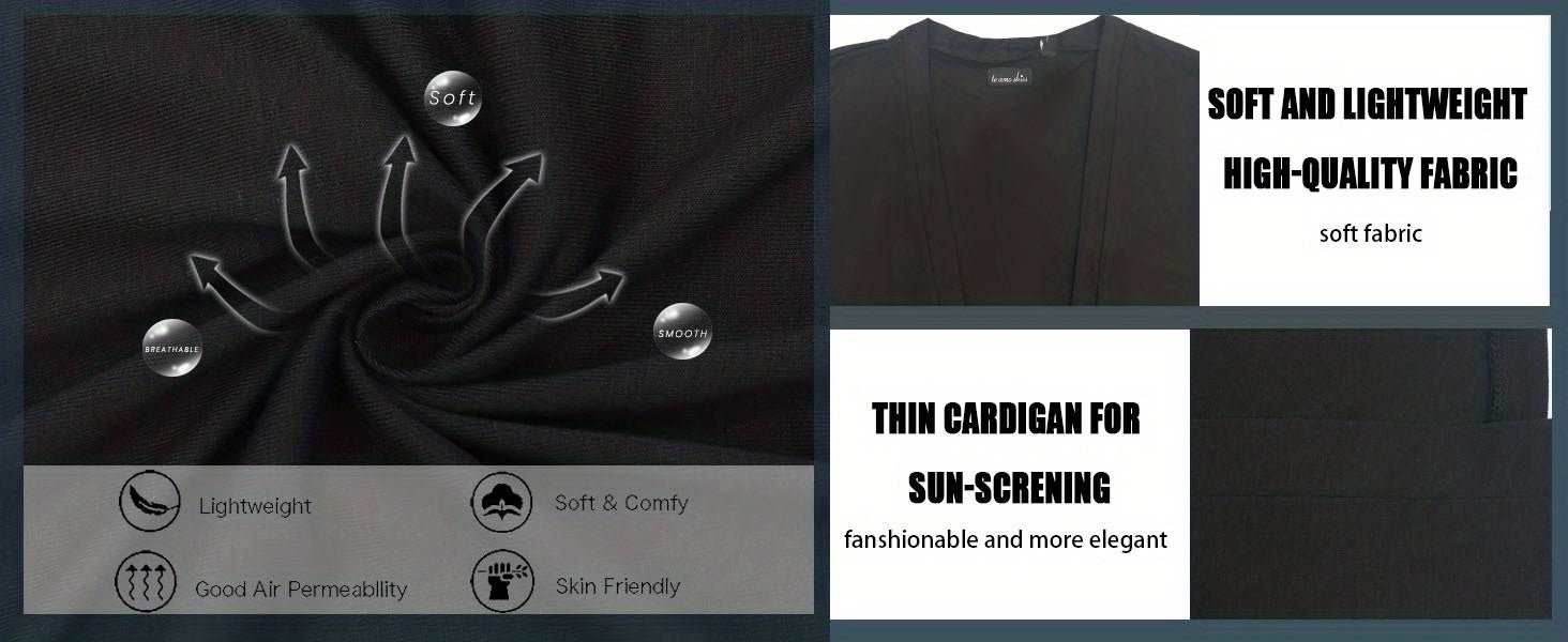 Plus Size Elegant Cardigan, Women's Plus Basic Half Sleeve Slight Stretch Cardigan - VibraStore