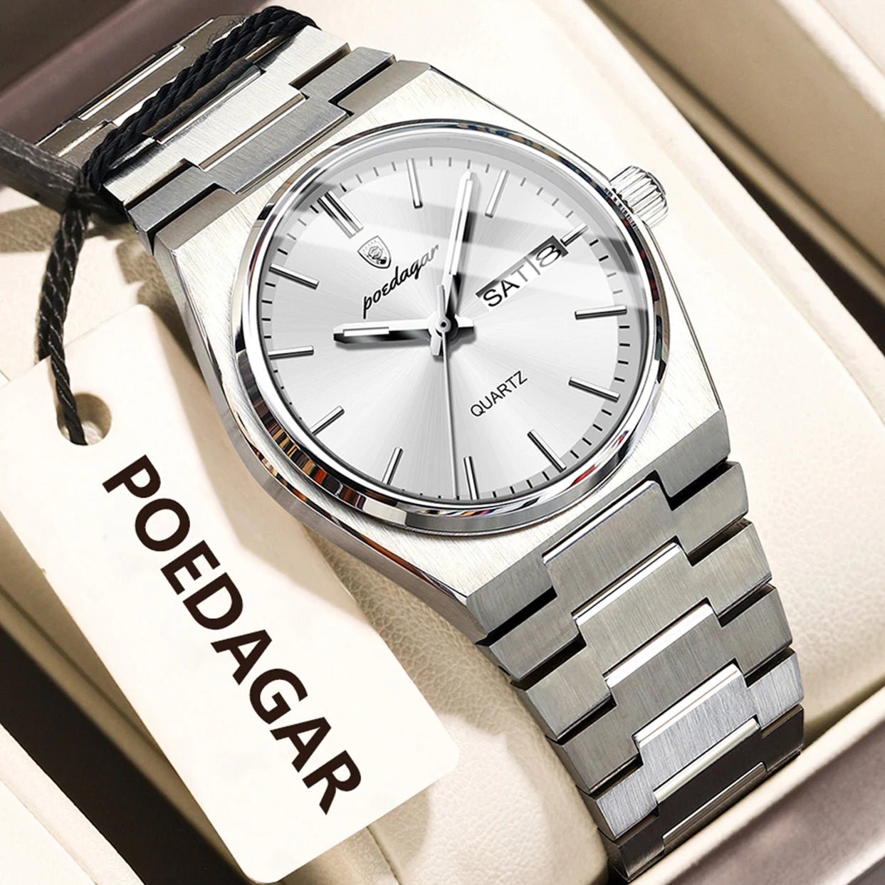 POEDAGAR Fashion Woman Watch Stainless Steel Waterproof Luminous Luxury Ladies Wristwatch Date Week Women's Quartz Watches Reloj - VibraStore