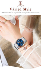 POEDAGAR Fashion Woman Watch Stainless Steel Waterproof Luminous Luxury Ladies Wristwatch Date Week Women's Quartz Watches Reloj - VibraStore