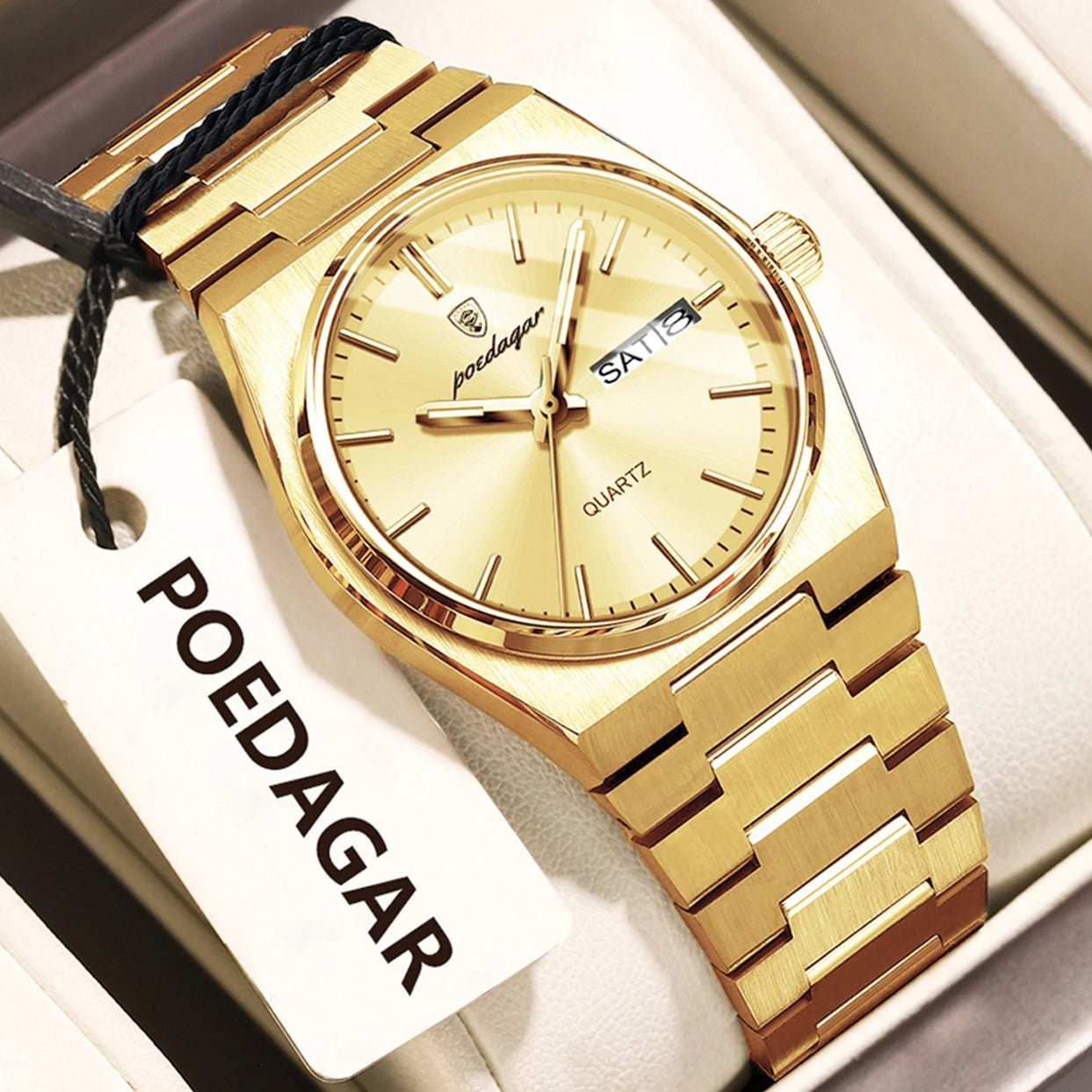 POEDAGAR Fashion Woman Watch Stainless Steel Waterproof Luminous Luxury Ladies Wristwatch Date Week Women's Quartz Watches Reloj - VibraStore