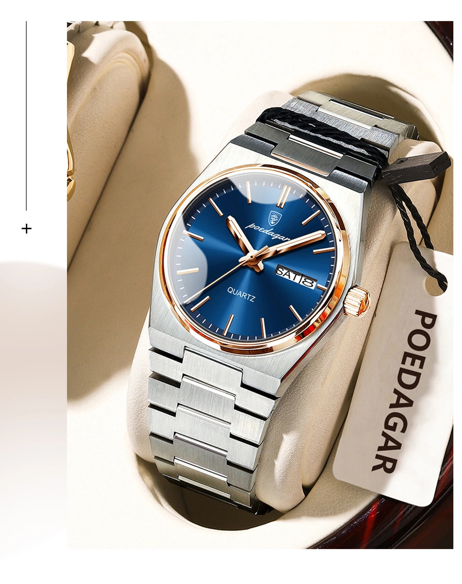 POEDAGAR Fashion Woman Watch Stainless Steel Waterproof Luminous Luxury Ladies Wristwatch Date Week Women's Quartz Watches Reloj - VibraStore