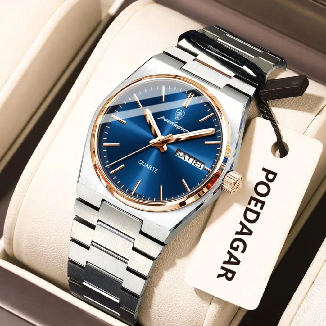 POEDAGAR Fashion Woman Watch Stainless Steel Waterproof Luminous Luxury Ladies Wristwatch Date Week Women's Quartz Watches Reloj - VibraStore