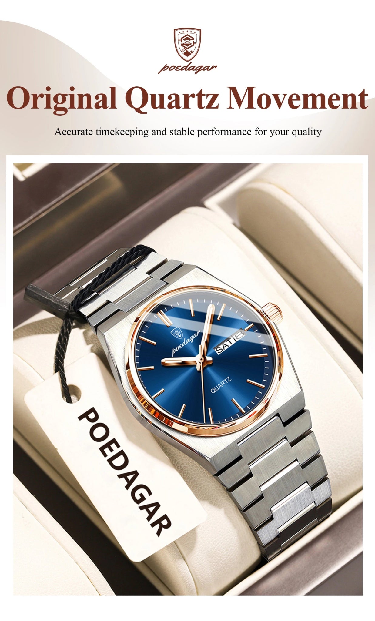 POEDAGAR Fashion Woman Watch Stainless Steel Waterproof Luminous Luxury Ladies Wristwatch Date Week Women's Quartz Watches Reloj - VibraStore