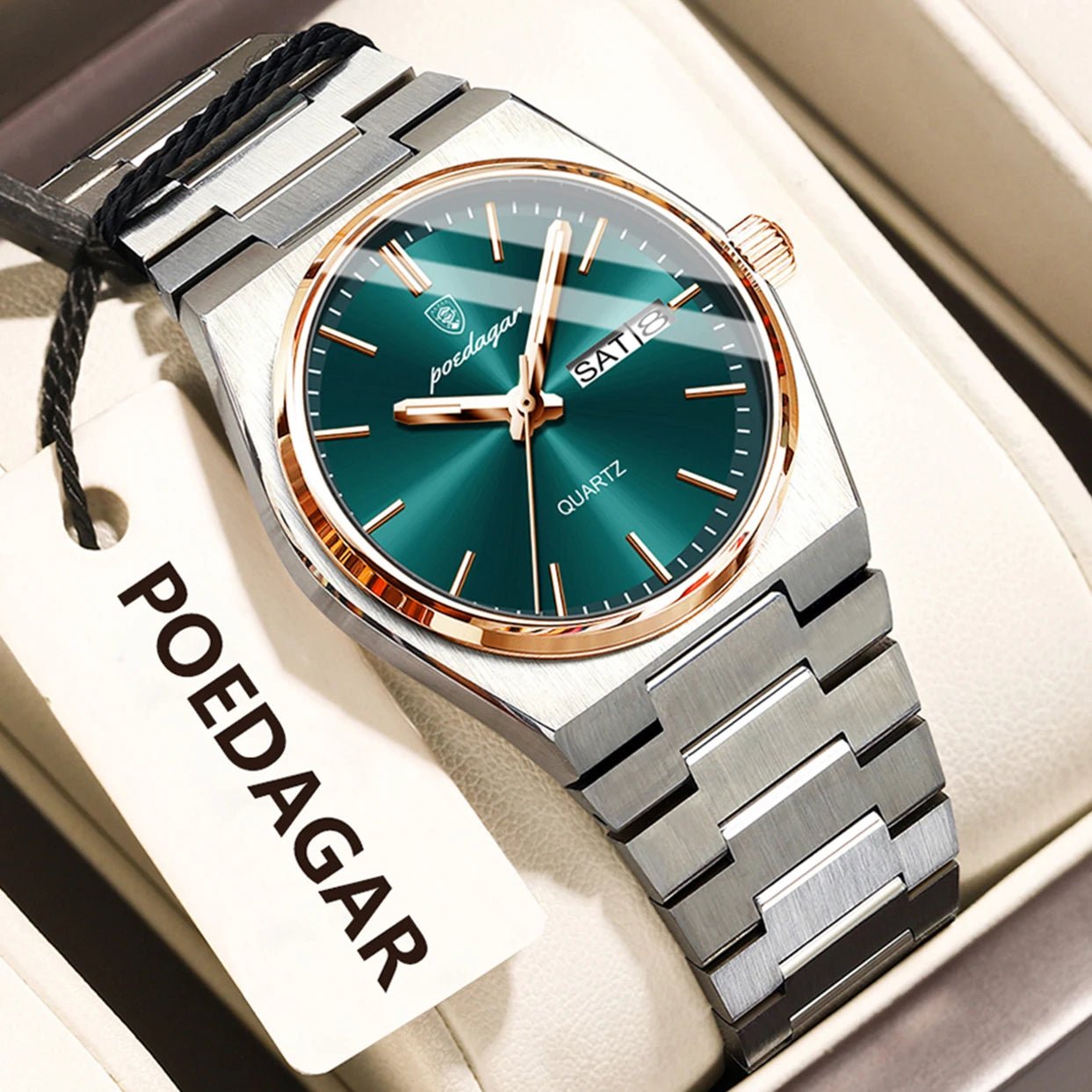 POEDAGAR Fashion Woman Watch Stainless Steel Waterproof Luminous Luxury Ladies Wristwatch Date Week Women's Quartz Watches Reloj - VibraStore