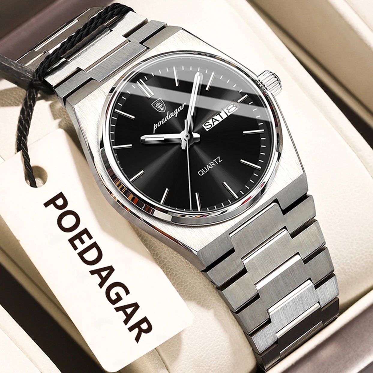 POEDAGAR Fashion Woman Watch Stainless Steel Waterproof Luminous Luxury Ladies Wristwatch Date Week Women's Quartz Watches Reloj - VibraStore
