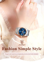 POEDAGAR Fashion Woman Watch Stainless Steel Waterproof Luminous Luxury Ladies Wristwatch Date Week Women's Quartz Watches Reloj - VibraStore