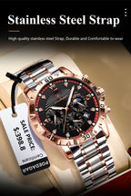 POEDAGAR Luxury Sports Watches For Men Stainless Steel Chronograph Date Man Watch Waterproof Luminous Fashion Men's Quartz Watch - VibraStore