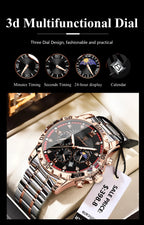 POEDAGAR Luxury Sports Watches For Men Stainless Steel Chronograph Date Man Watch Waterproof Luminous Fashion Men's Quartz Watch - VibraStore