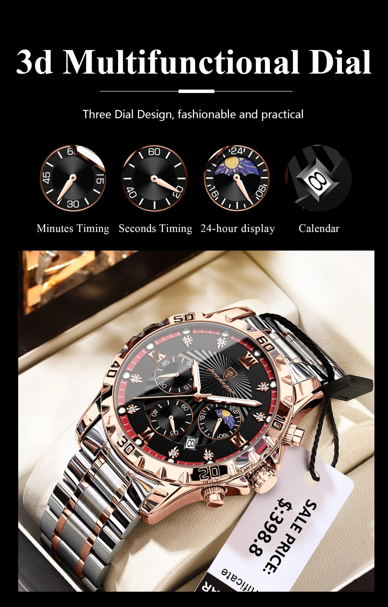 POEDAGAR Luxury Sports Watches For Men Stainless Steel Chronograph Date Man Watch Waterproof Luminous Fashion Men's Quartz Watch - VibraStore