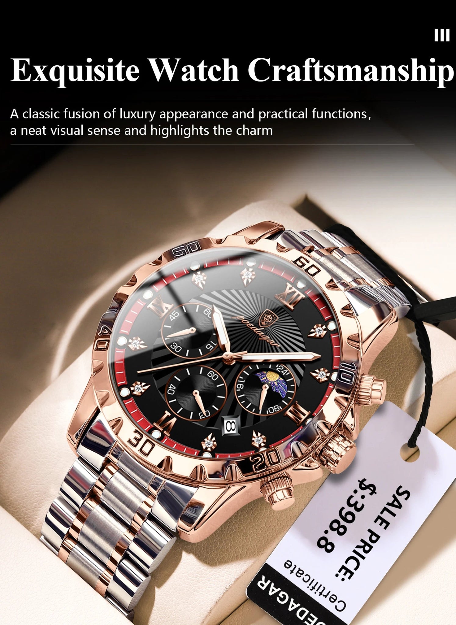 POEDAGAR Luxury Sports Watches For Men Stainless Steel Chronograph Date Man Watch Waterproof Luminous Fashion Men's Quartz Watch - VibraStore