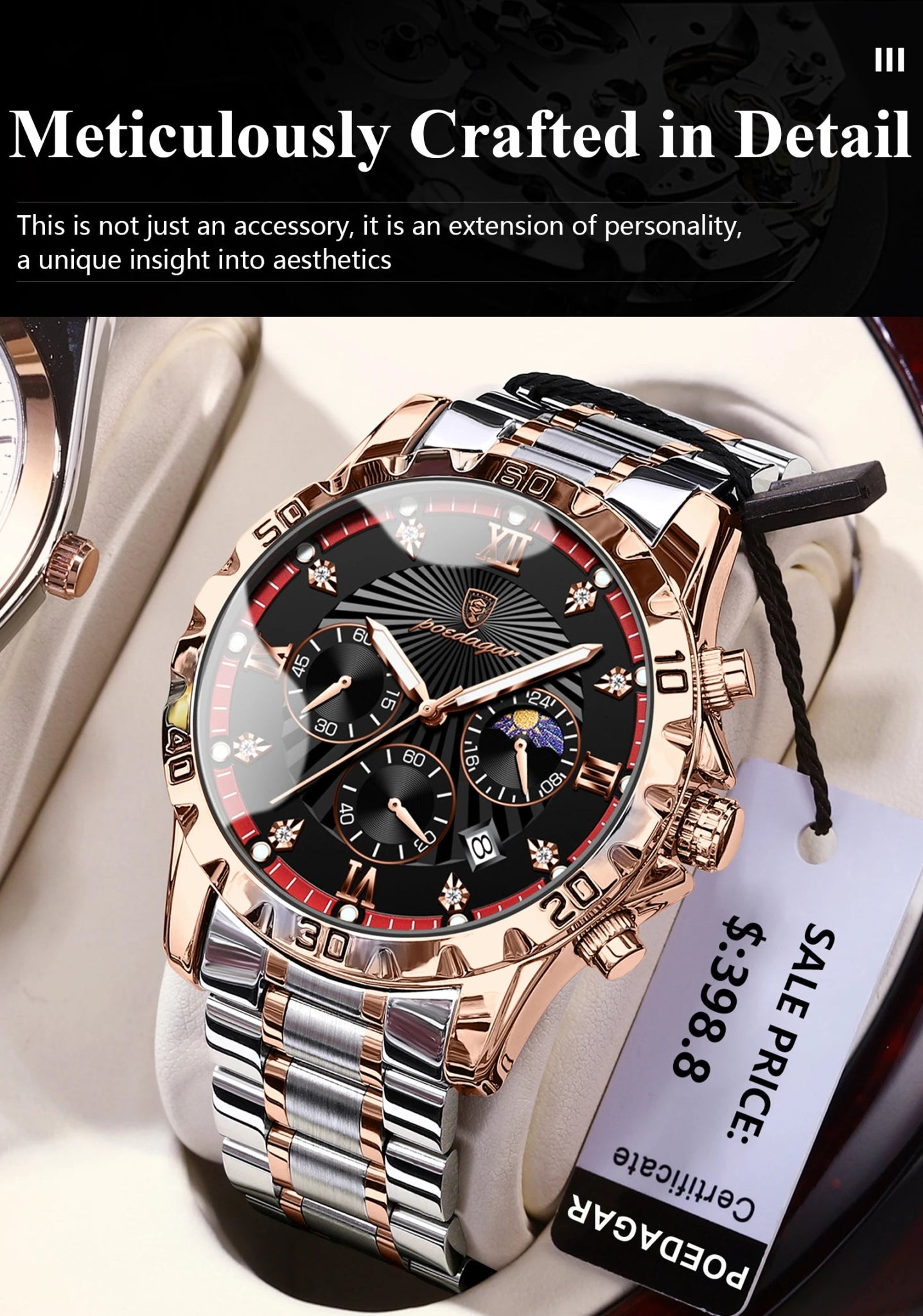 POEDAGAR Luxury Sports Watches For Men Stainless Steel Chronograph Date Man Watch Waterproof Luminous Fashion Men's Quartz Watch - VibraStore